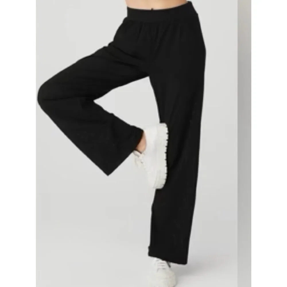 ALO | All Star Full Mesh Black Wide-Leg Pants Women’s Size Small/Medium
